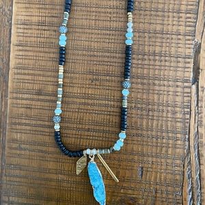 Stella and dot gold/black/blue long necklace